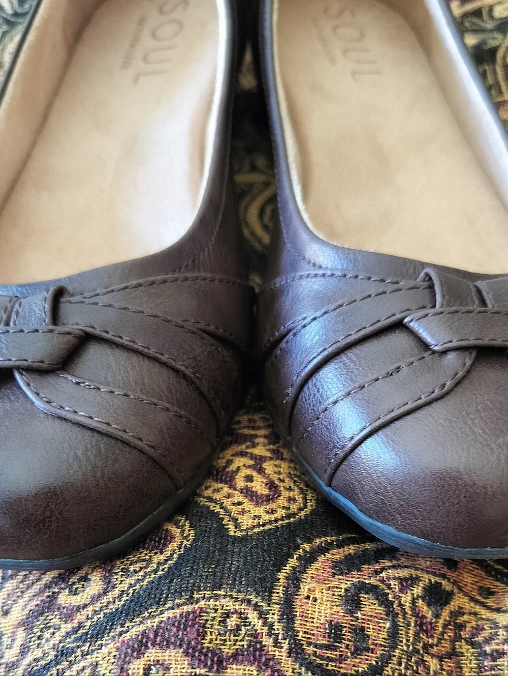 Naturalizer Soul Women's 8W  Dark Brown Leather Ballet Flats - Picture 6 of 7